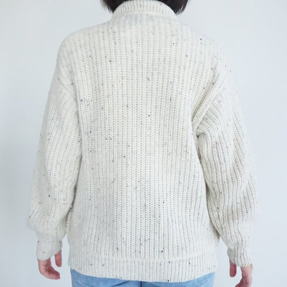 Vintage Newcomer Cream Chunky Knit 10% Wool Button Up Cardigan Sweater S - Picture 3 of 11